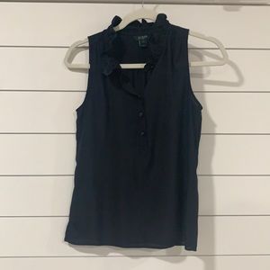 J. Crew Factory Navy Ruffle Collar Blouse. Size 0.